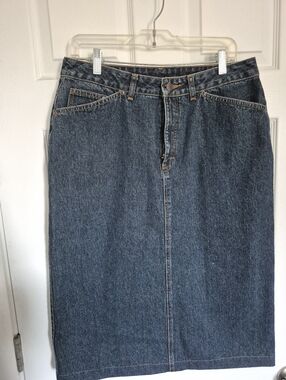 Classic Dark Blue Denim Skirt - RG Brown